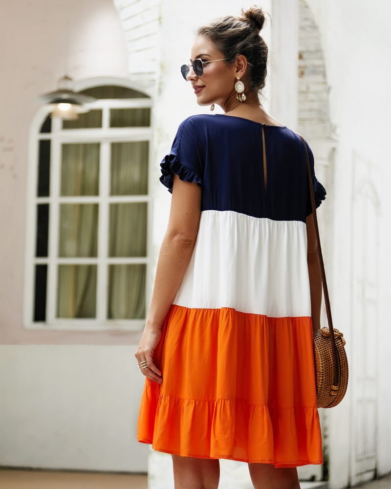 Patchwork Babydoll Dress - Image 4