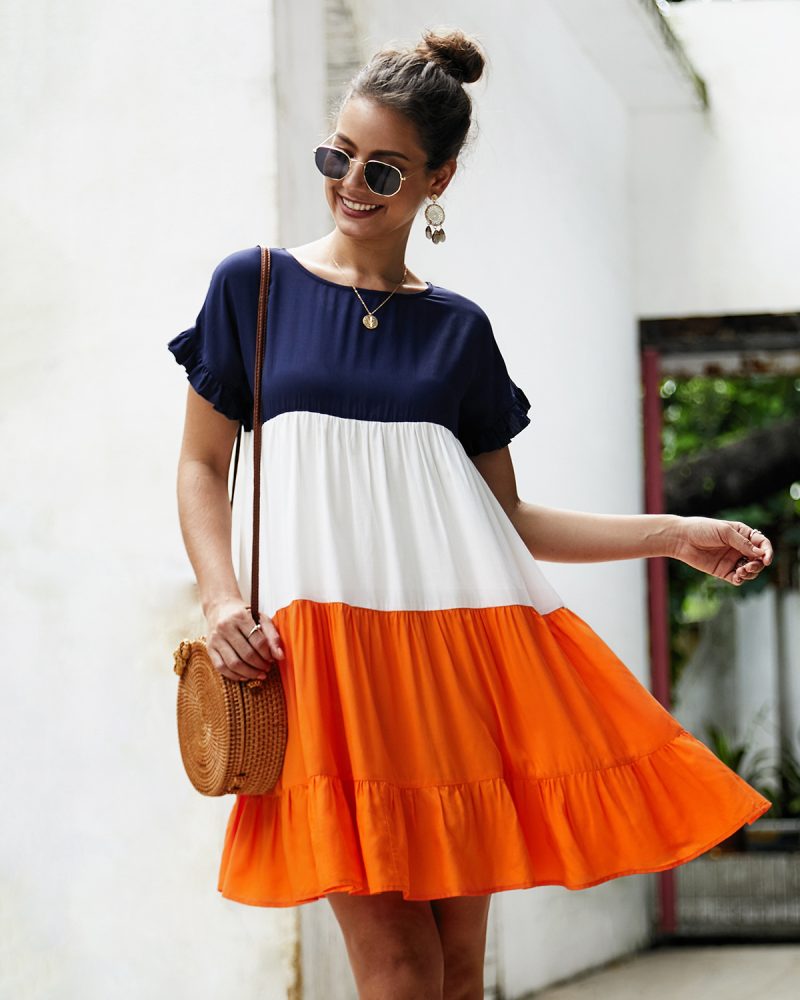 Patchwork Babydoll Dress - Image 7