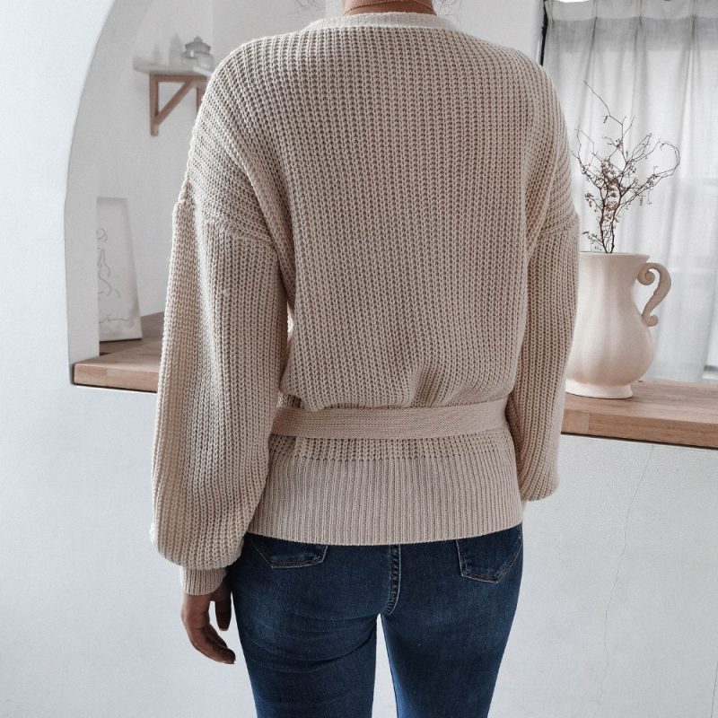 V-neck Knotted Knitwear Sweater - Image 4