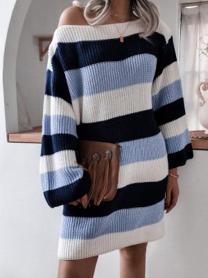 Striped Knitted Sweater Dress