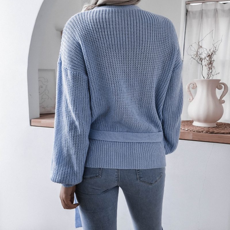 V-neck Knotted Knitwear Sweater - Image 10