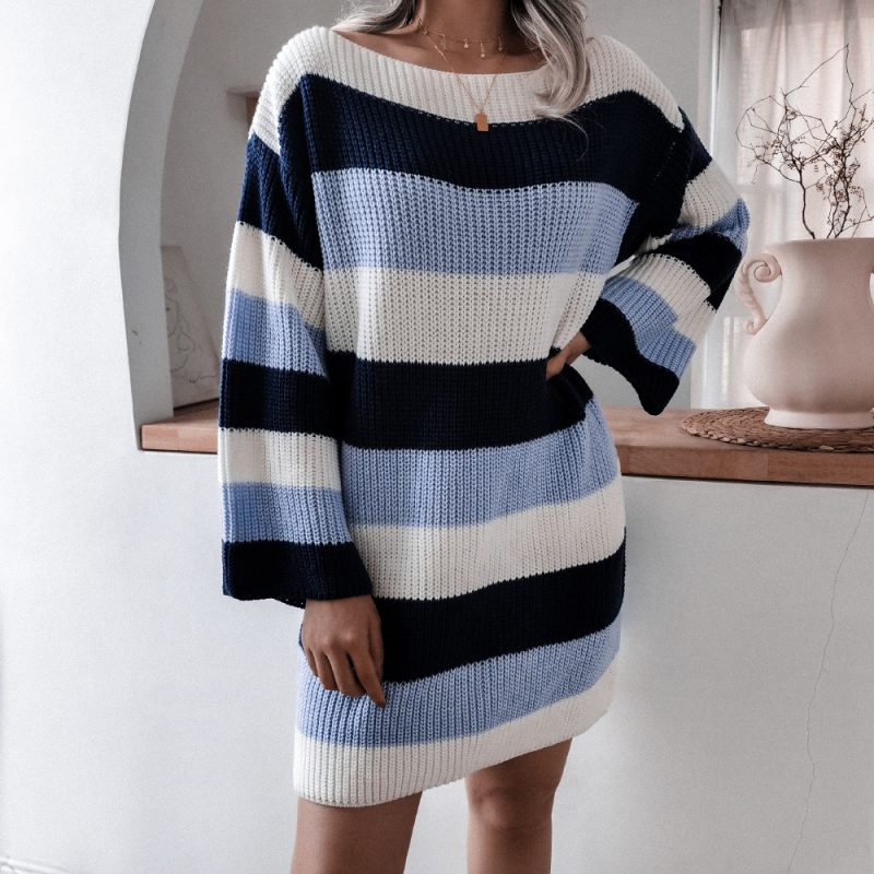 Striped Knitted Sweater Dress - Image 3