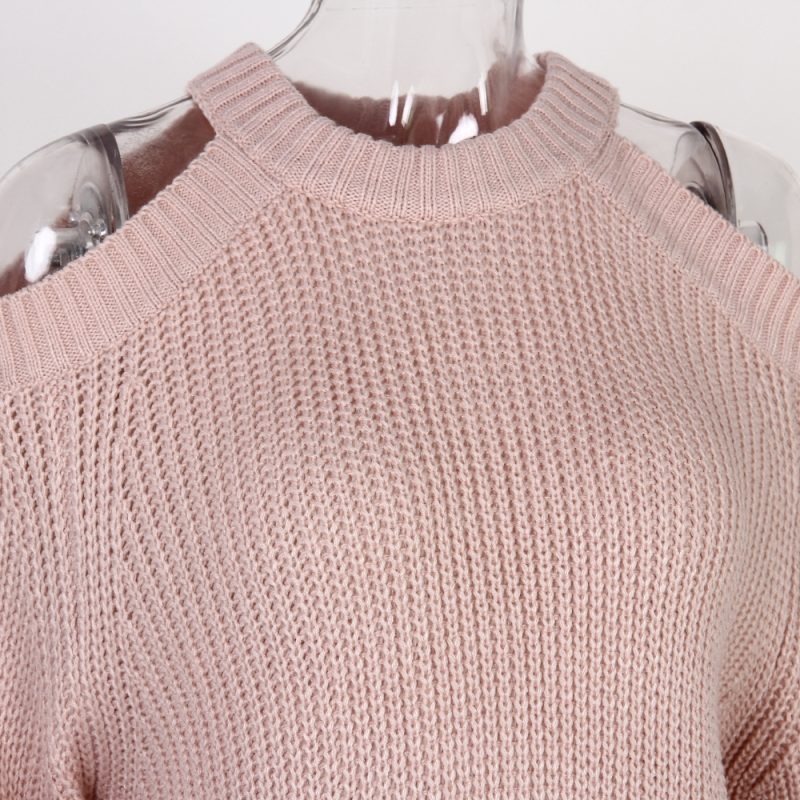 Off-Shoulder Loose Sweater Dress - Image 7