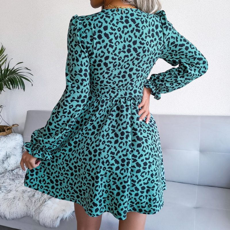 Leopard Print Pleated Dress - Image 3