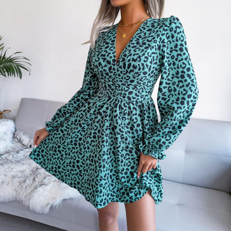 Leopard Print Pleated Dress - Image 2