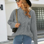 Retro Twist Sweater Women - Autumn Winter Loose Mock Neck Sweater Top - Image 9
