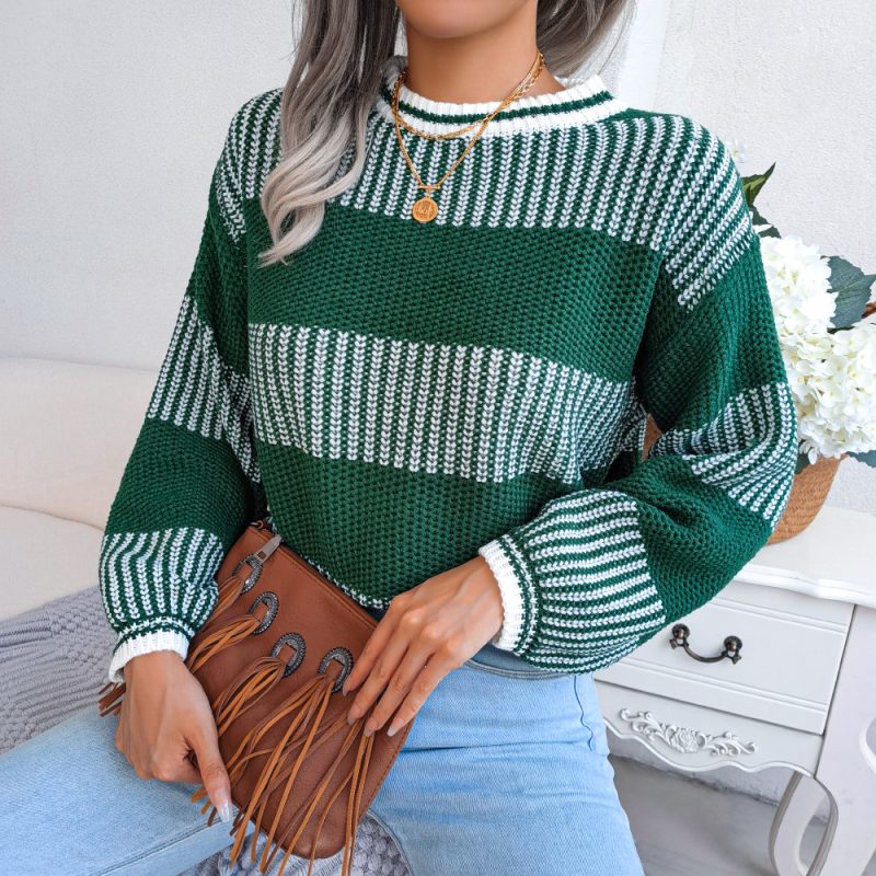 Striped Long Sleeve Knitted Sweater - Image 5