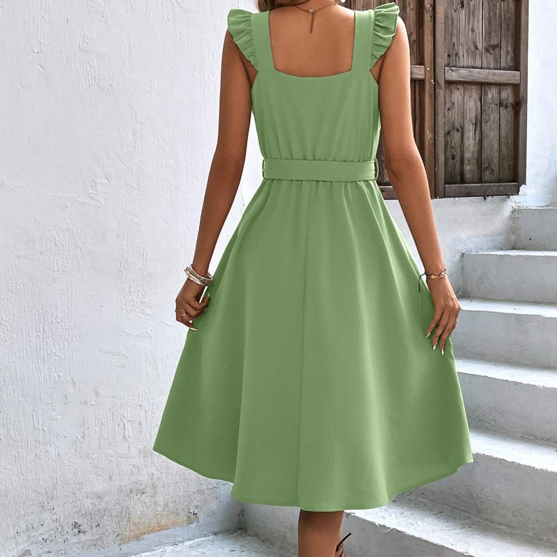 Sleeveless Vest Dress with Belt - Women's - Image 3