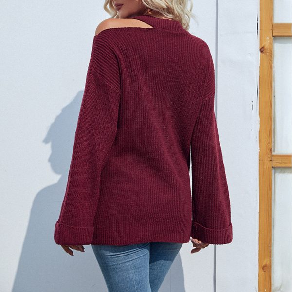 Shoulder Bell Sleeve Sweater for Women - Image 3