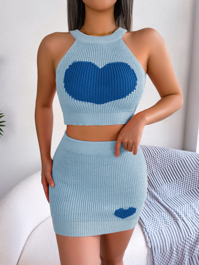Contrast Color Cropped Top and Bag Hip Skirt Set - Image 6