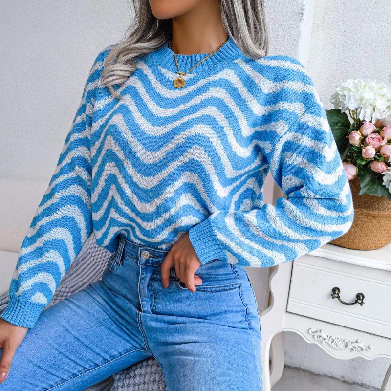 Striped Long Sleeve Knitted Sweater - Image 7