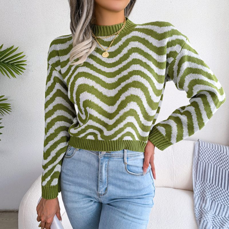 Striped Long Sleeve Knitted Sweater - Image 3