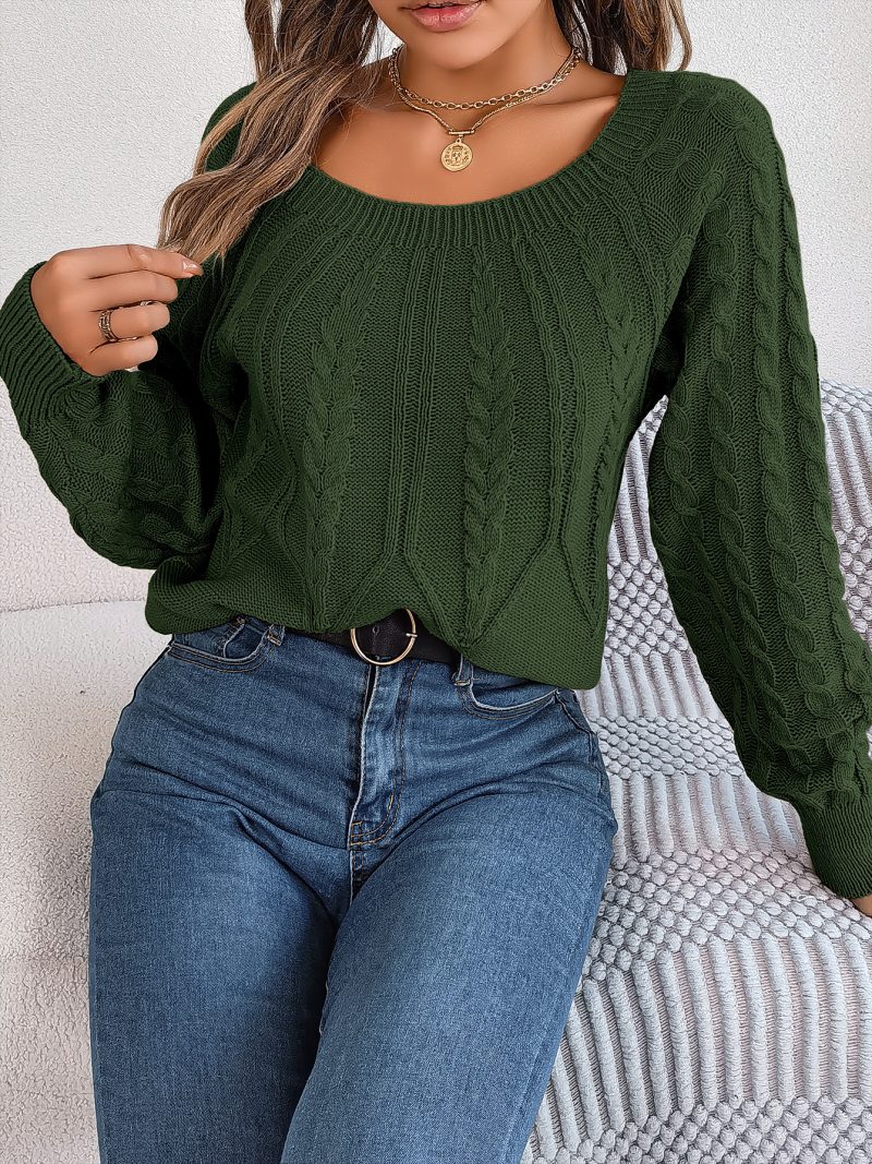 Solid Color Twist Long Sleeve Pullover - Image 2