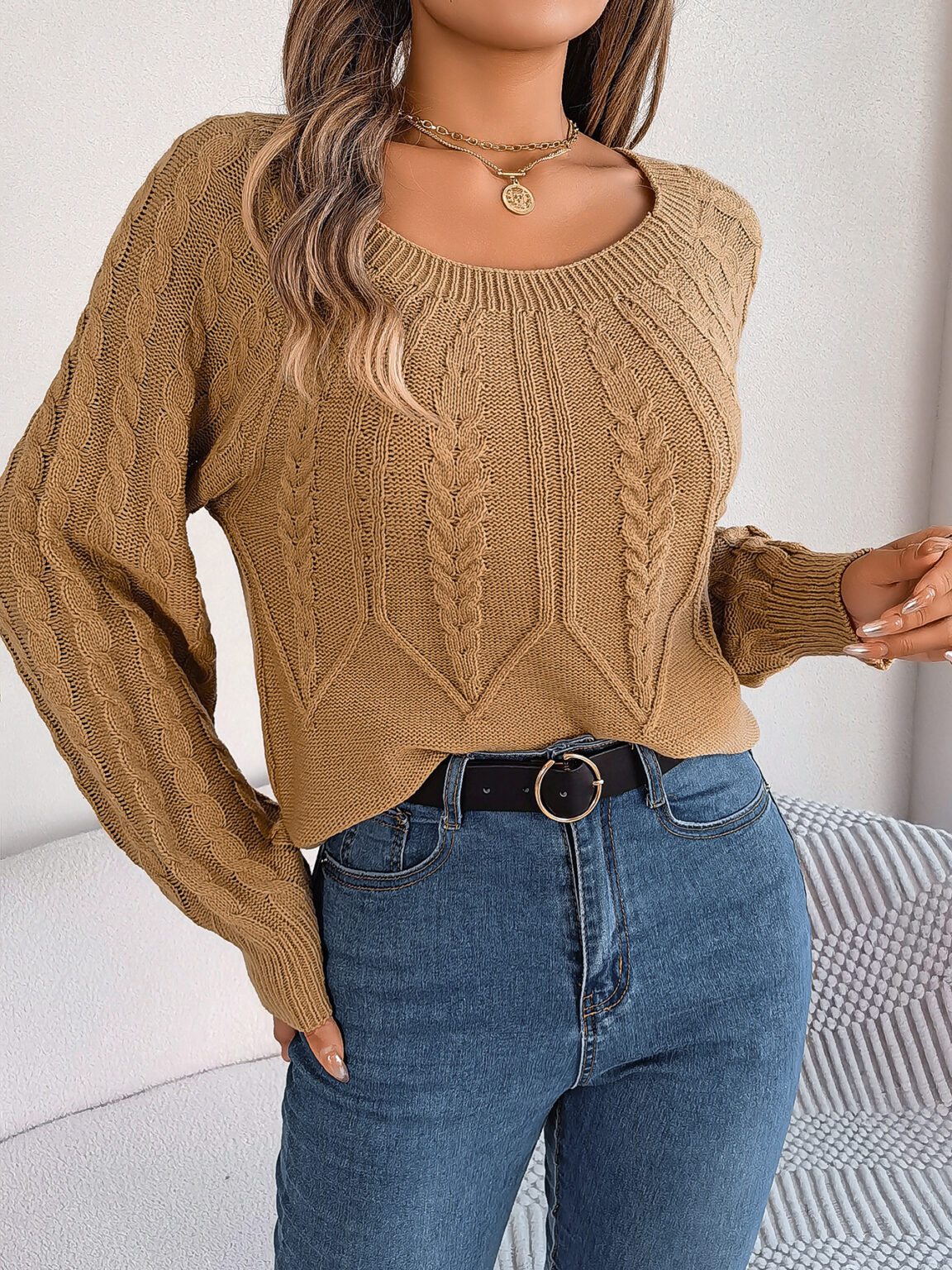 Solid Color Twist Long Sleeve Pullover - Image 8