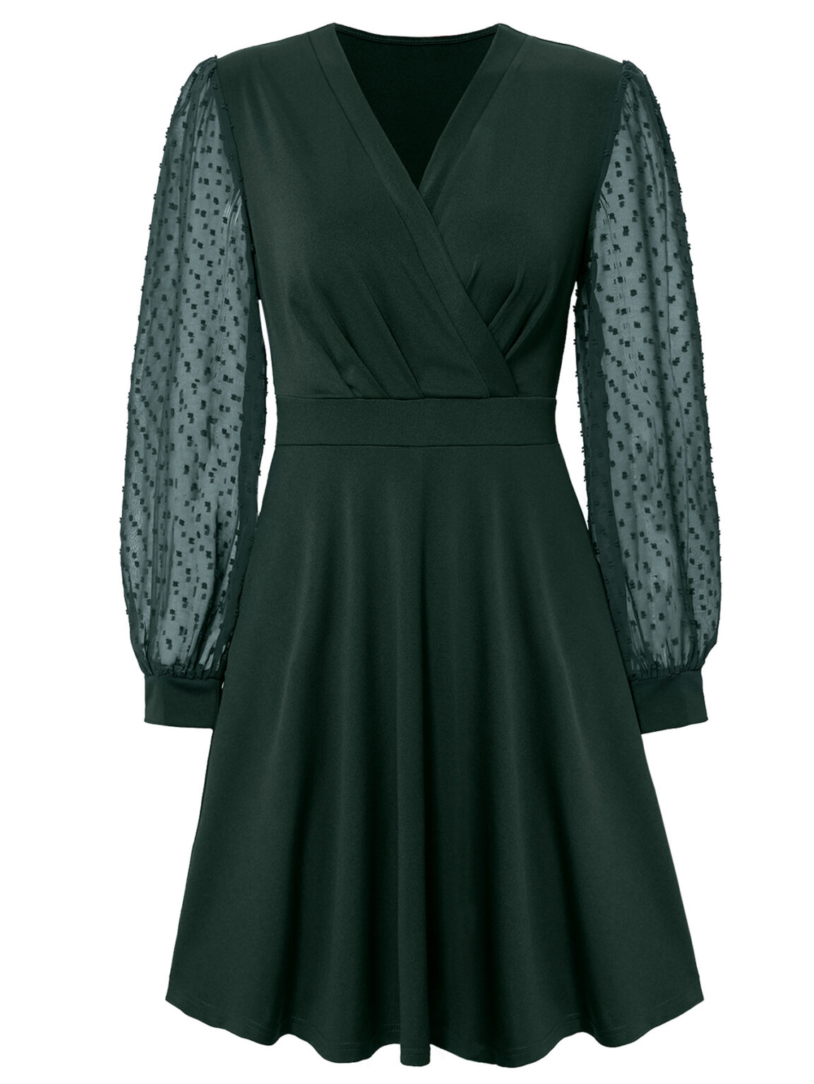 V-Neck Jacquard Dress - Women's Autumn/Winter Fashion - Image 9