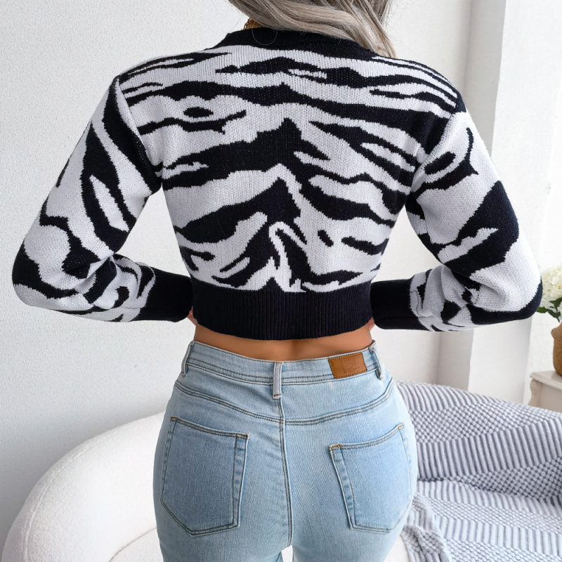 Colorful Long Sleeve Crop Sweater - Image 8
