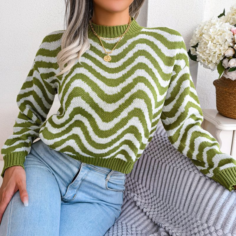 Striped Long Sleeve Knitted Sweater - Image 4