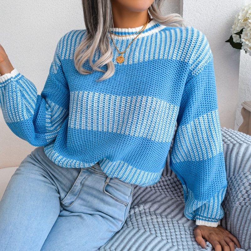 Striped Long Sleeve Knitted Sweater - Image 3