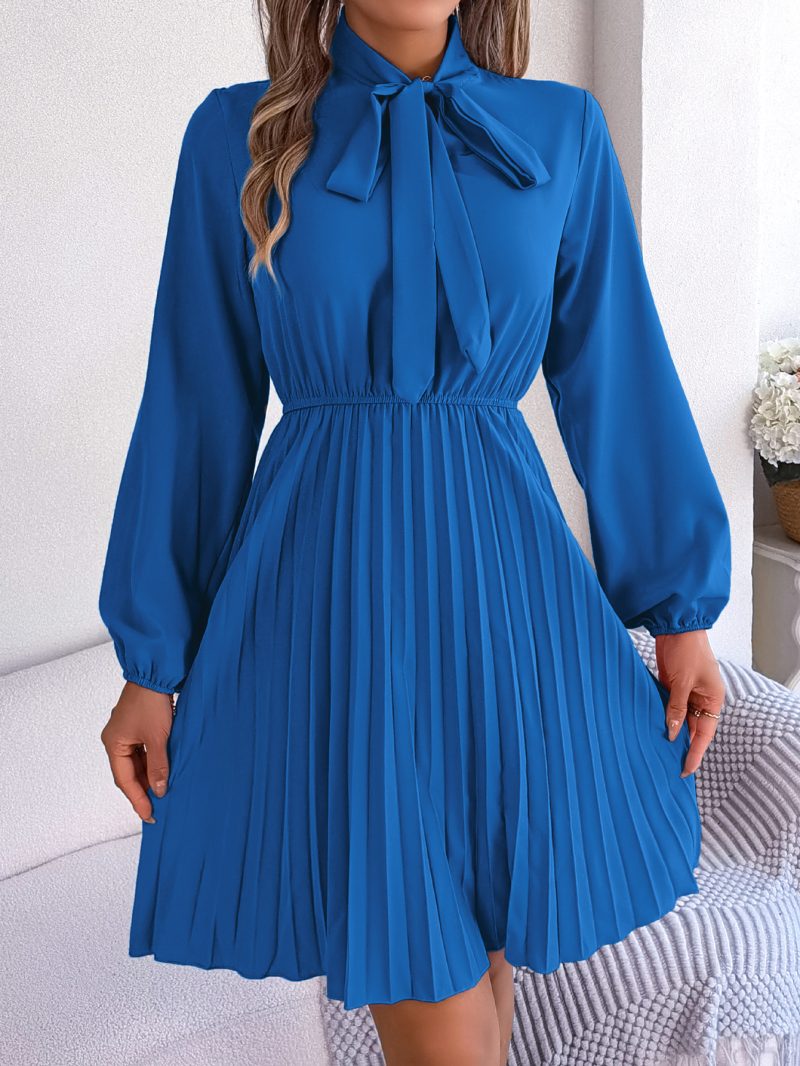 Elegant Tied Waist Pleated Dress - Image 4
