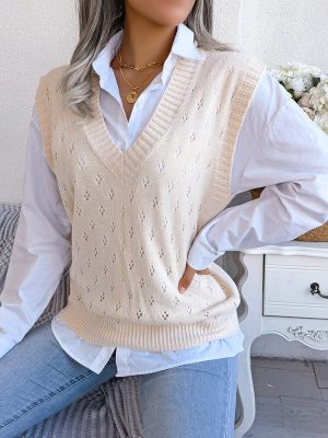 Casual V-Neck Knitted Vest