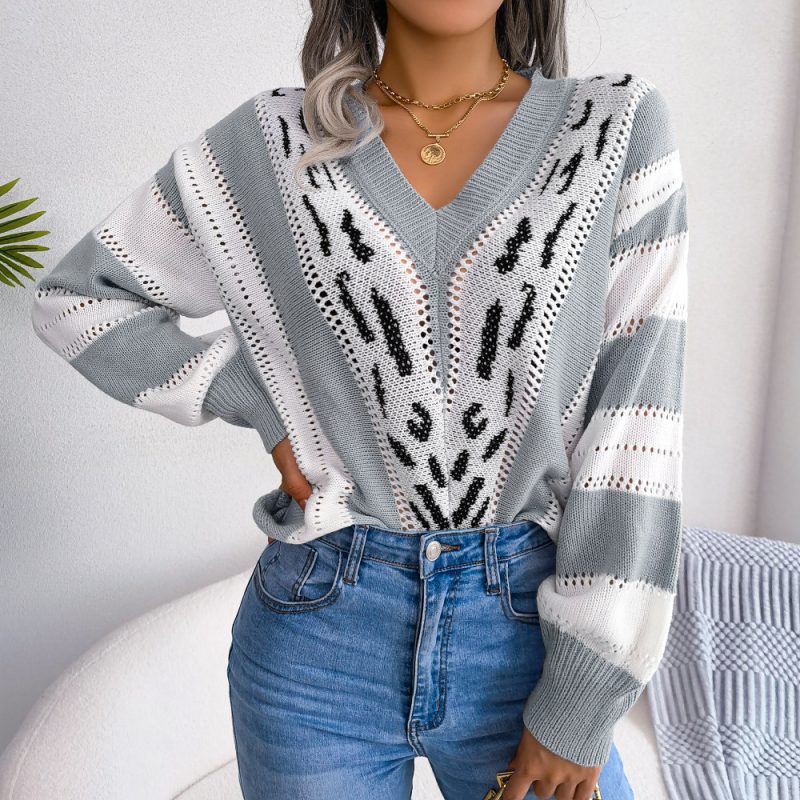 Leopard Print Lantern Sleeve Sweater - Image 8
