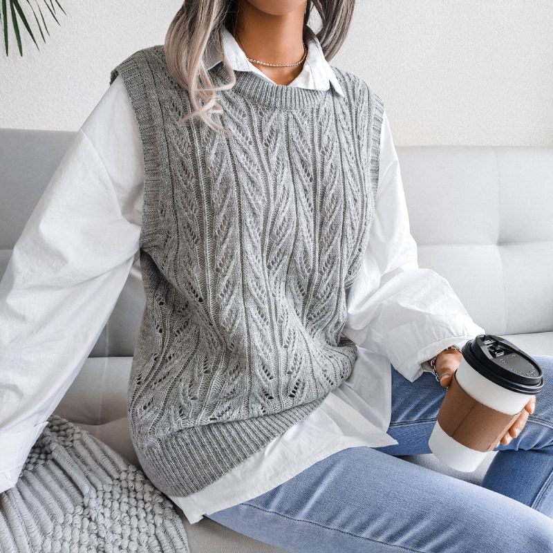 Leaf Cutout Knit Vest - Image 3