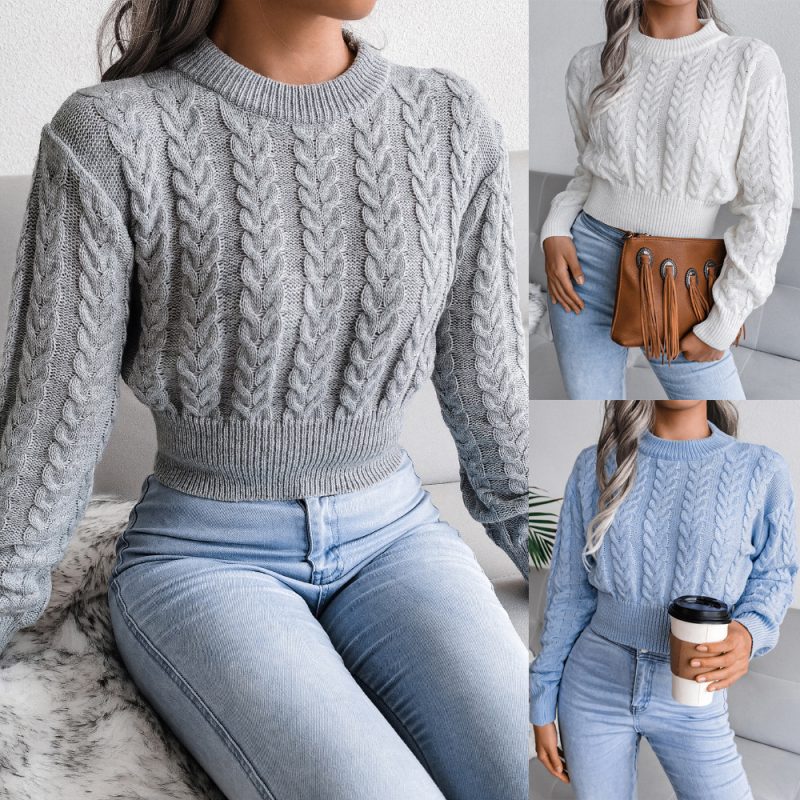 Twist Waist Cropped Sweater - Image 6