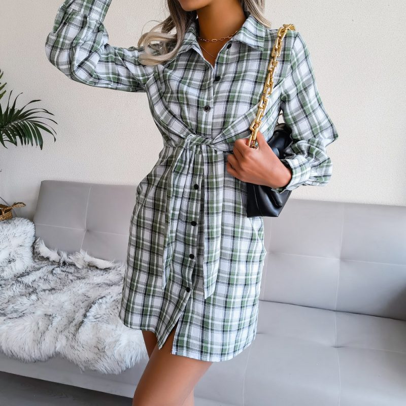 Plaid Long-Sleeve Cotton Linen Shirt - Image 4