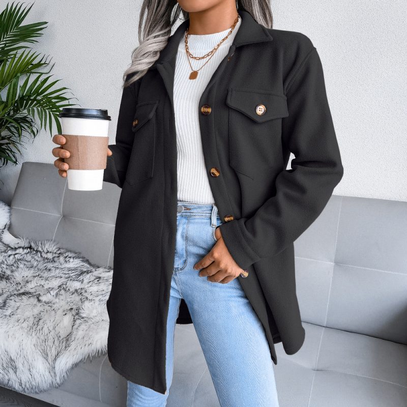 Single-Breasted Woolen Coat for Autumn - Image 7