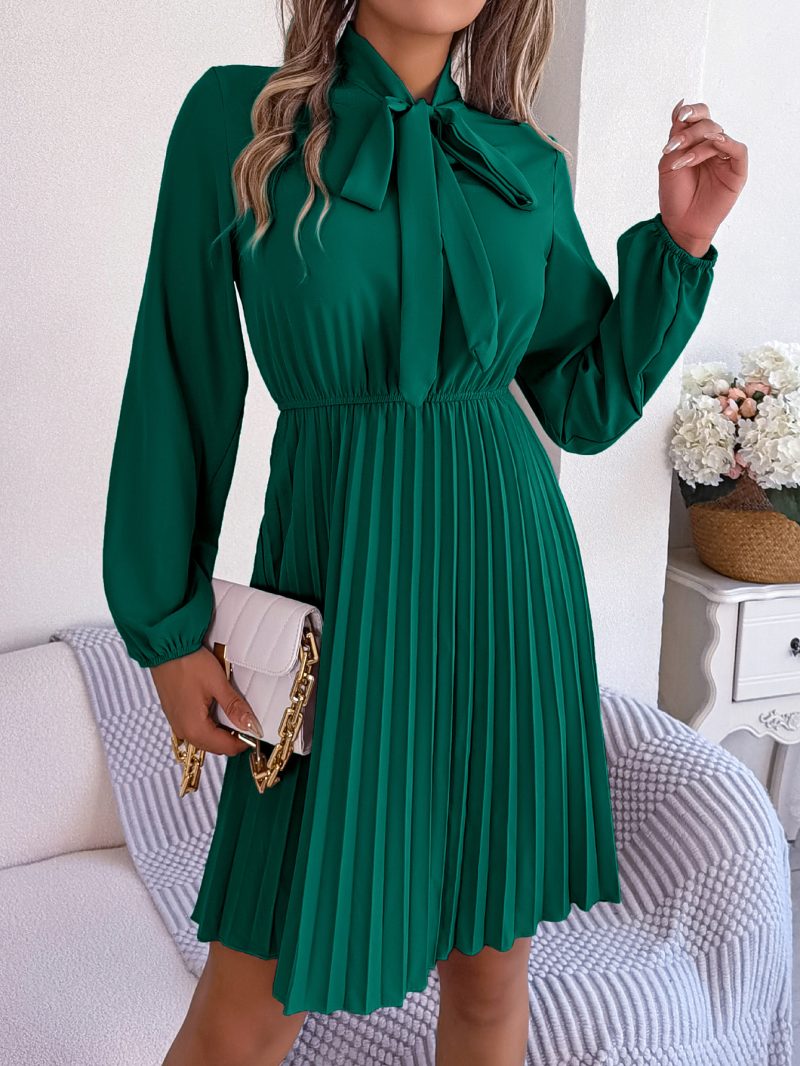 Elegant Tied Waist Pleated Dress - Image 2