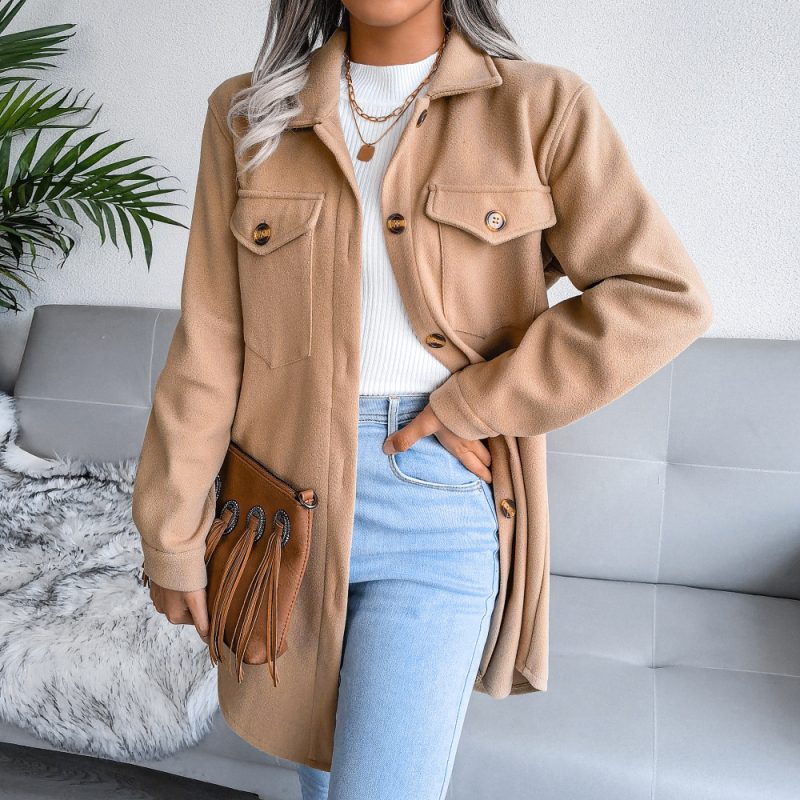 Single-Breasted Woolen Coat for Autumn - Image 6