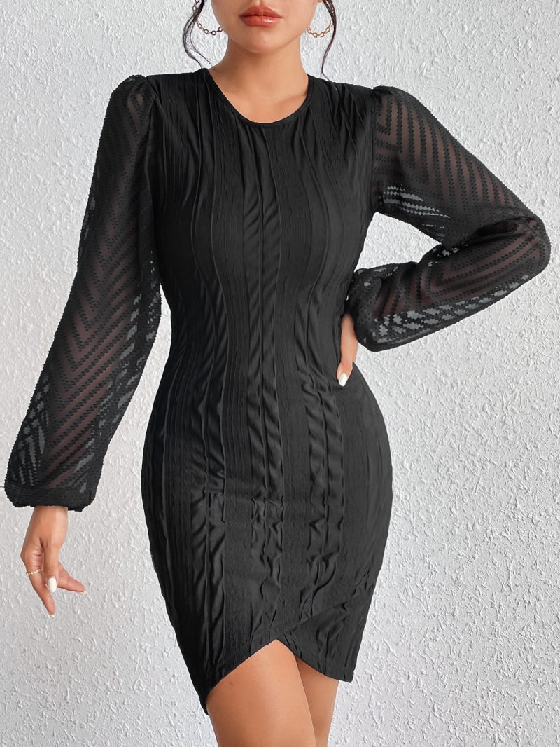 Elegant Long Sleeve Round Neck Slim Women's Dress - Image 2