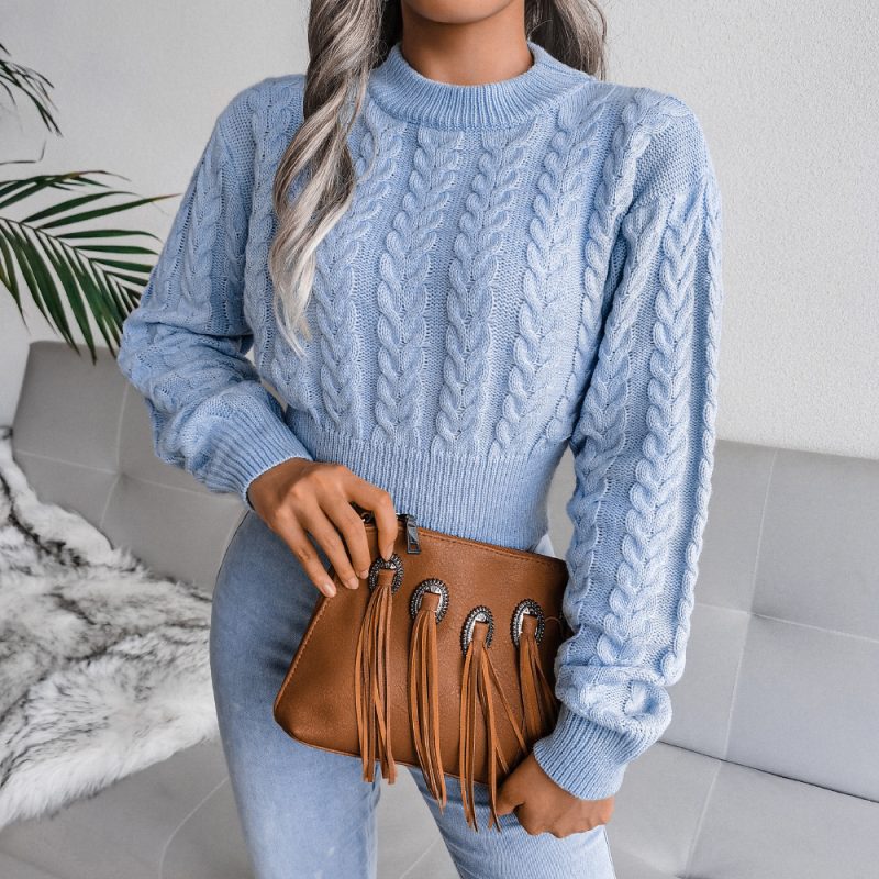 Twist Waist Cropped Sweater - Image 3
