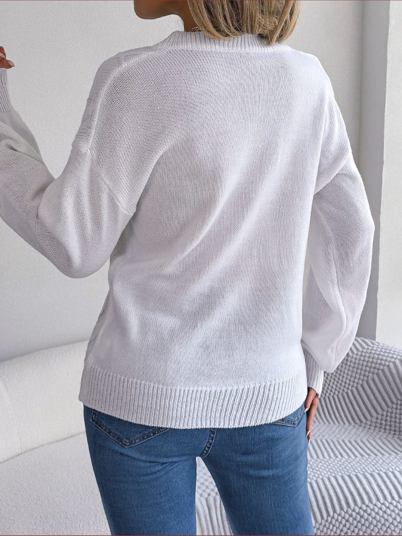 V-Neck Twist Lantern Sleeve Sweater - Image 5