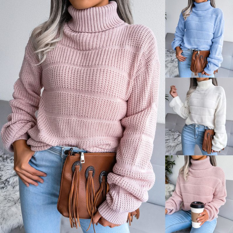 Turtleneck Hollow Knit Sweater - Image 5