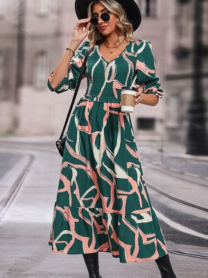 Autumn Women Wear Printed Long Sleeve Dress