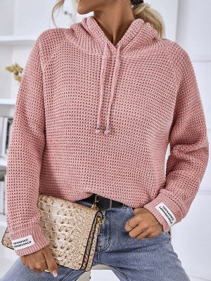 Elegant Hooded Drawstring Women’s Sweater