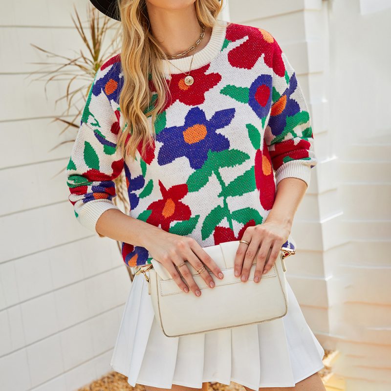 Sunflower Jacquard Sweater Women - Image 3