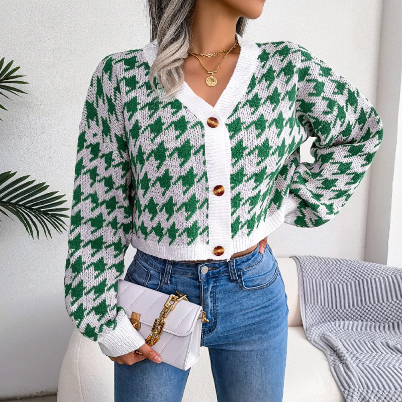 Stylish Houndstooth Cardigan for Women - Image 9