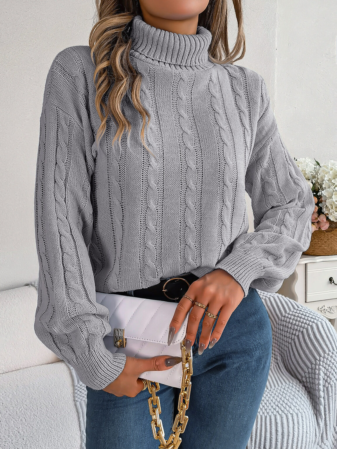 Twist Long Sleeve Turtleneck Sweater - Image 4