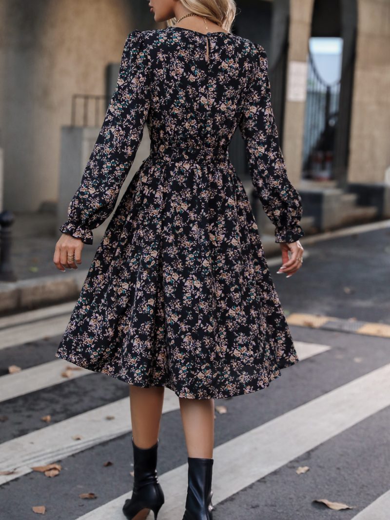 Floral V-Neck Dress for Spring & Autumn - Image 3