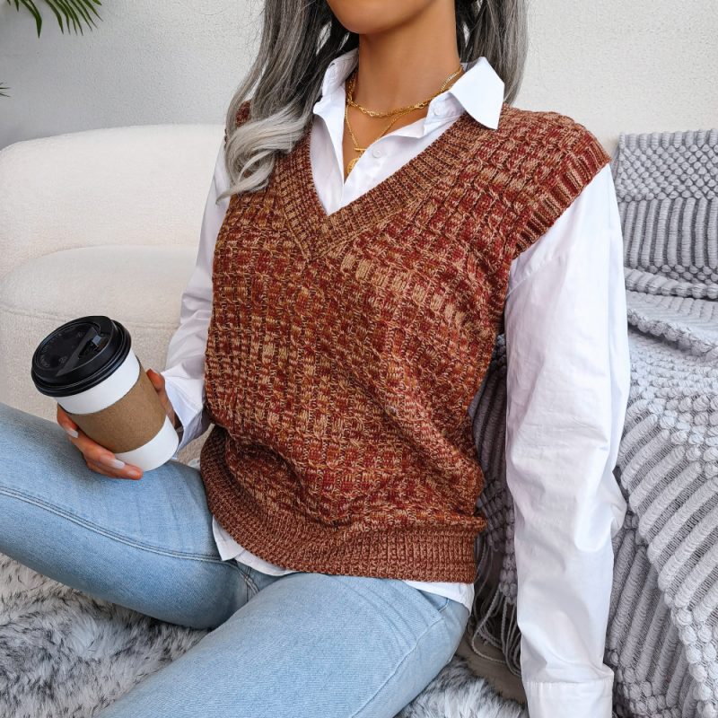 Color Twist V-Neck Sweater Vest - Image 5