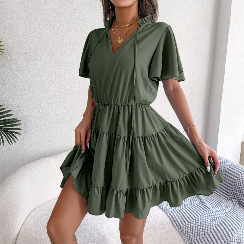 Flounced Ribbon A-Line Dress - Image 4