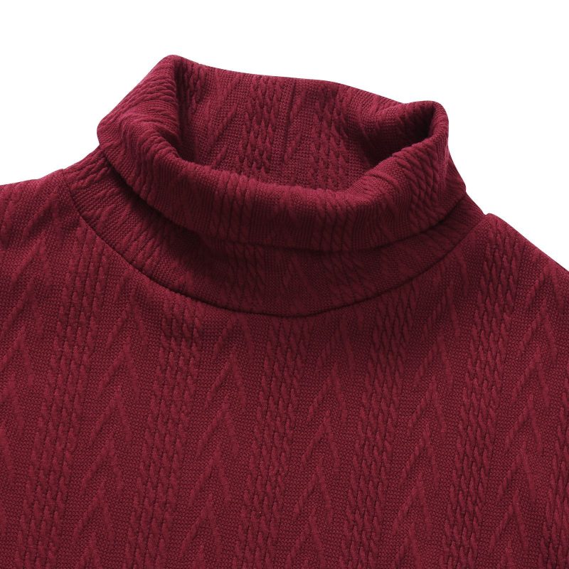 Embroidered Thermal Turtleneck Sheath Dress - Image 9