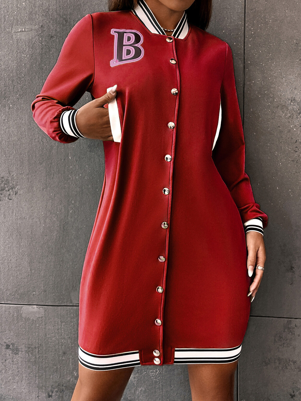 Women's Single-Breasted Solid Color Sports Dress - Image 4