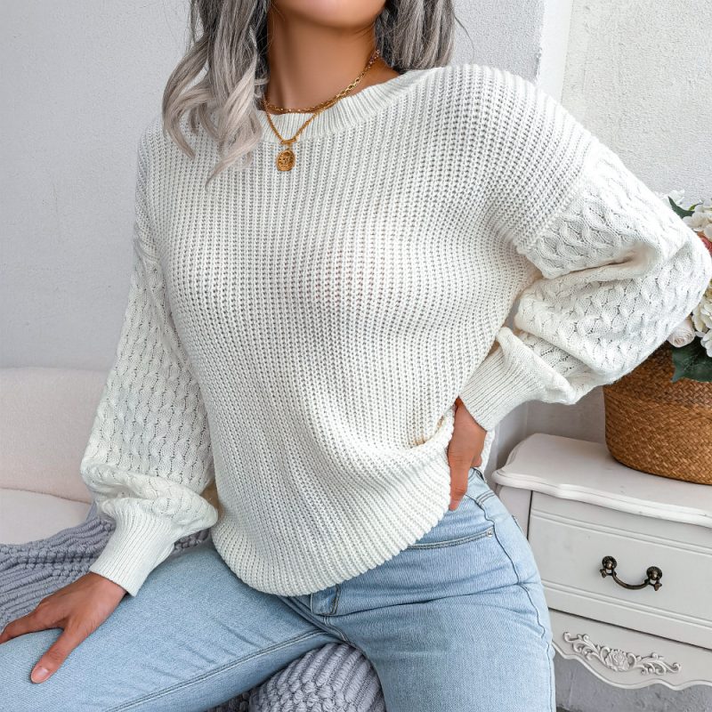 Cozy Knitted Lantern Sleeve Sweater - Image 6
