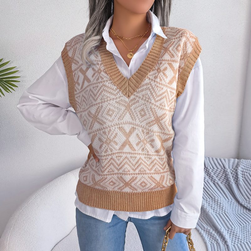 Christmas Snowflake V-Neck Knit Vest Women - Image 8