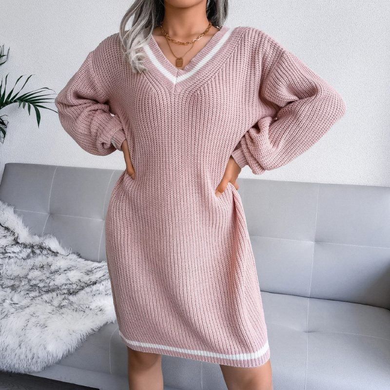 College V-Neck Sweater Dress - Image 2