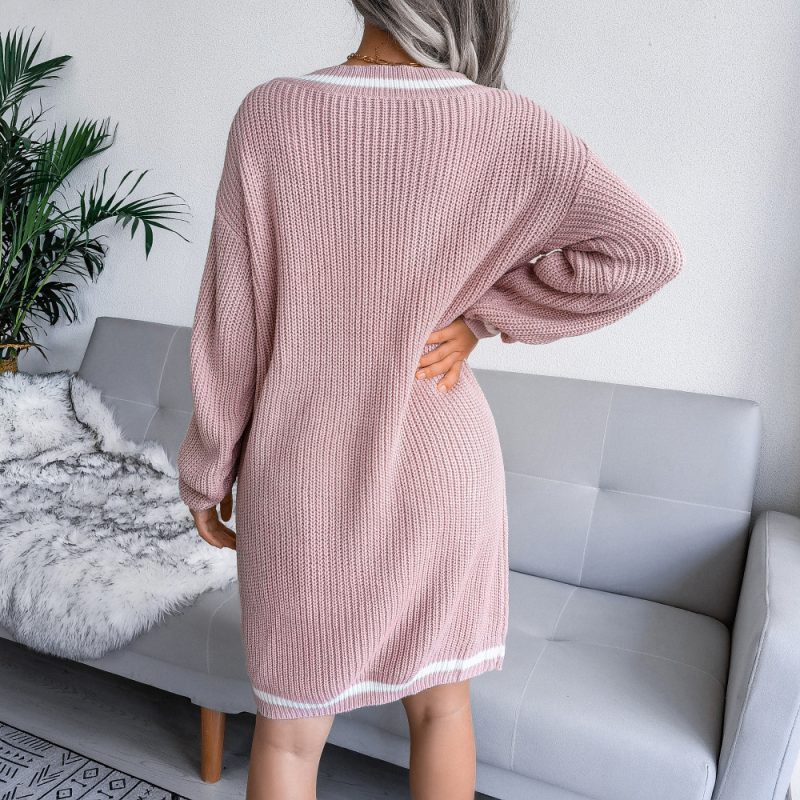 College V-Neck Sweater Dress - Image 7