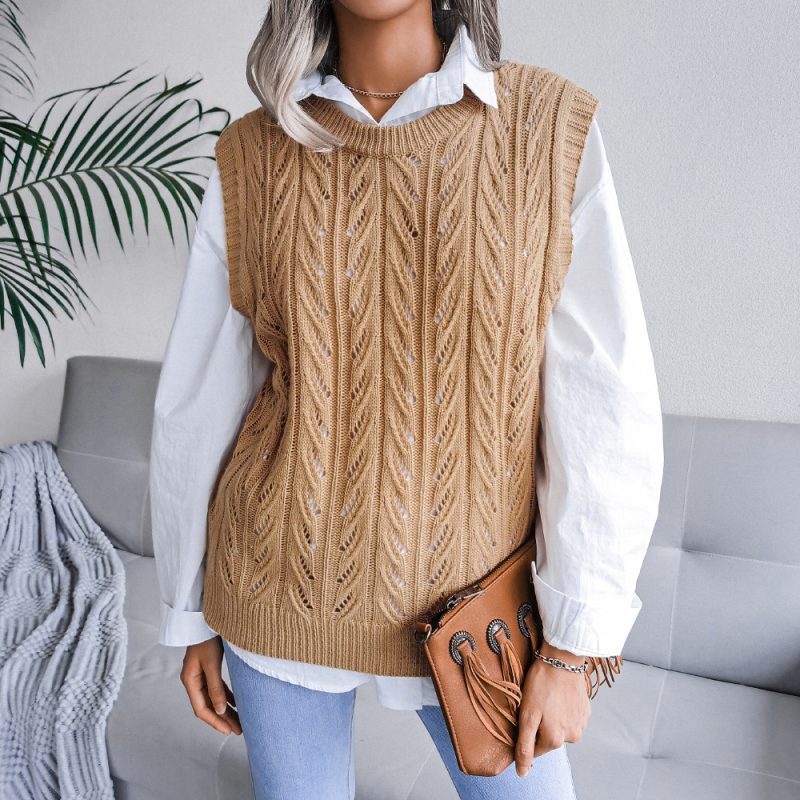 Leaf Cutout Knit Vest - Image 6